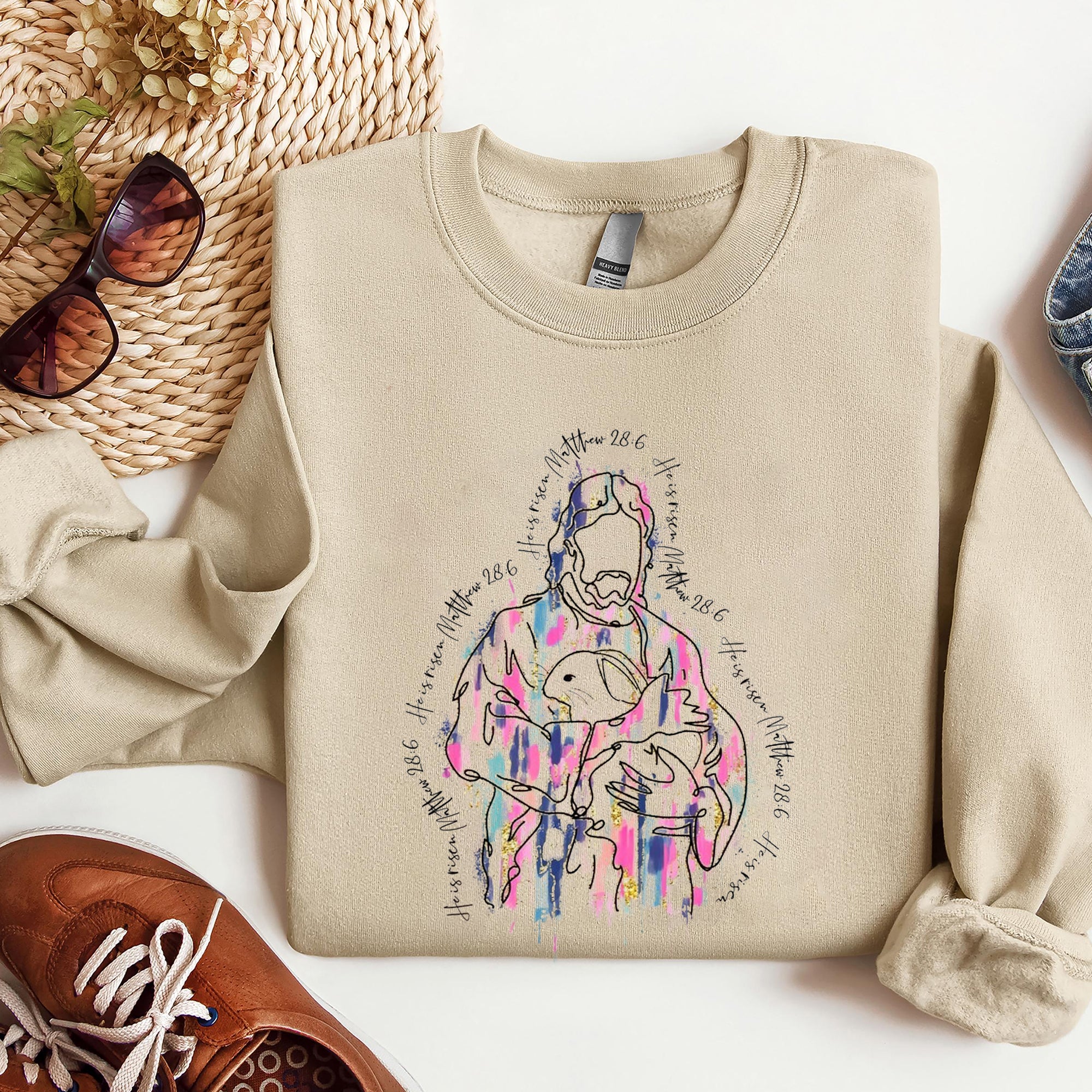 Easter Jesus Shirt, Brush Stroke Jesus Shirt, He Is Risen Tee, Easter Jesus Lover Shirt, Religious Shirt, Christian Shirt, Bible Verse Shirt ILAF45